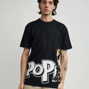 Cheap Popeye Side Print Short Sleeve Tee - Black Graphic Tees