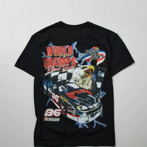 Clearance Racing Champs Short Sleeve Graphic Print Tee - Black Graphic Tees
