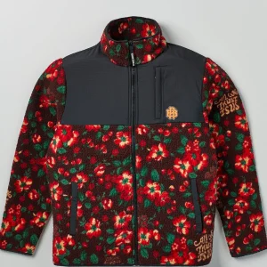 Shop RB Series Sherpa Fleece Zip Up Jacket - Flowers Sherpa