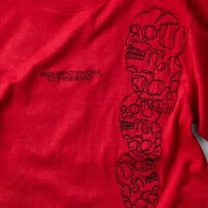 Cheap Respect Embroidered Short Sleeve Tee - Red Graphic Tees