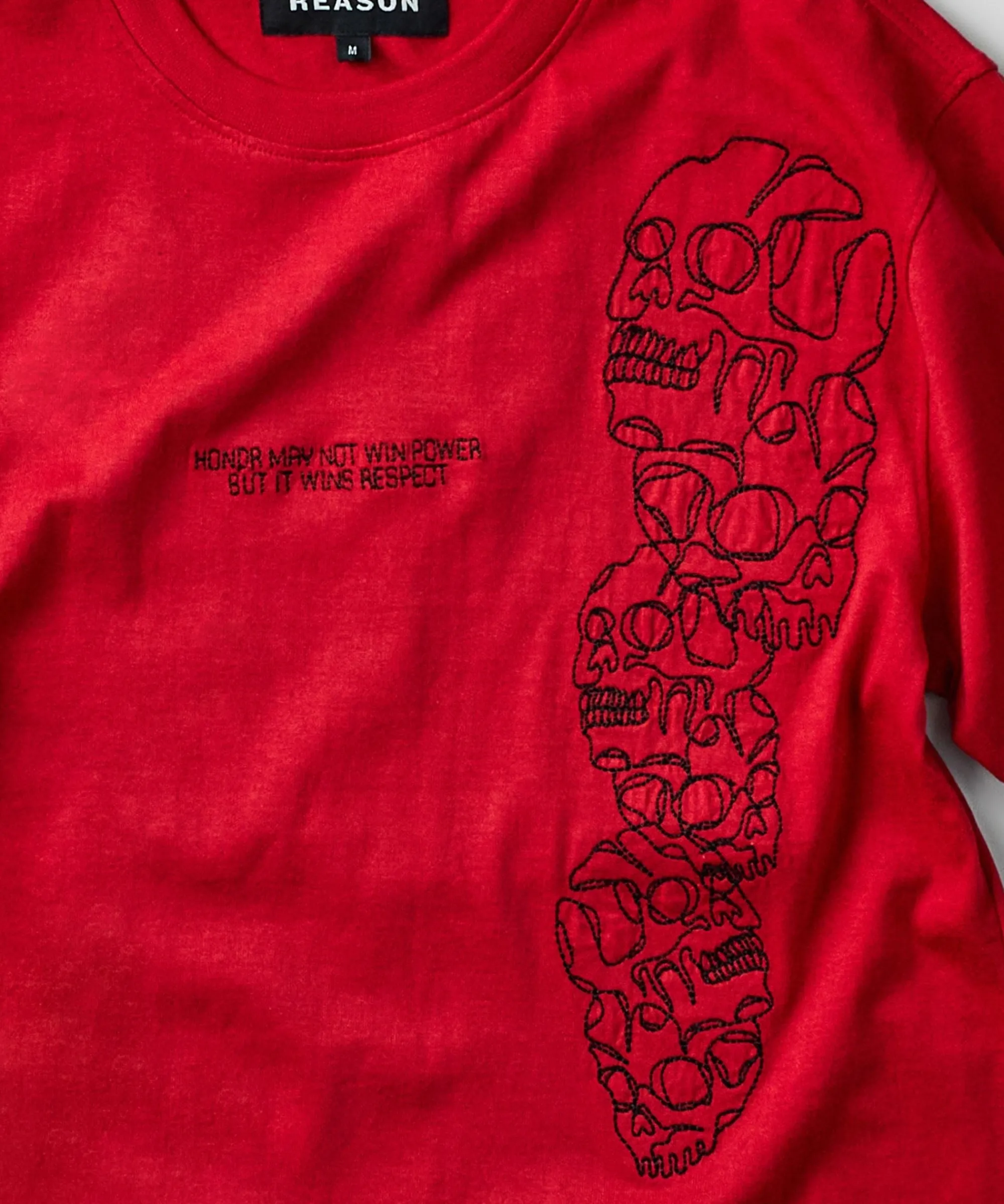 respect_embroidered_short_sleeve_tee__red_2.webp Cheap Respect Embroidered Short Sleeve Tee - Red Graphic Tees