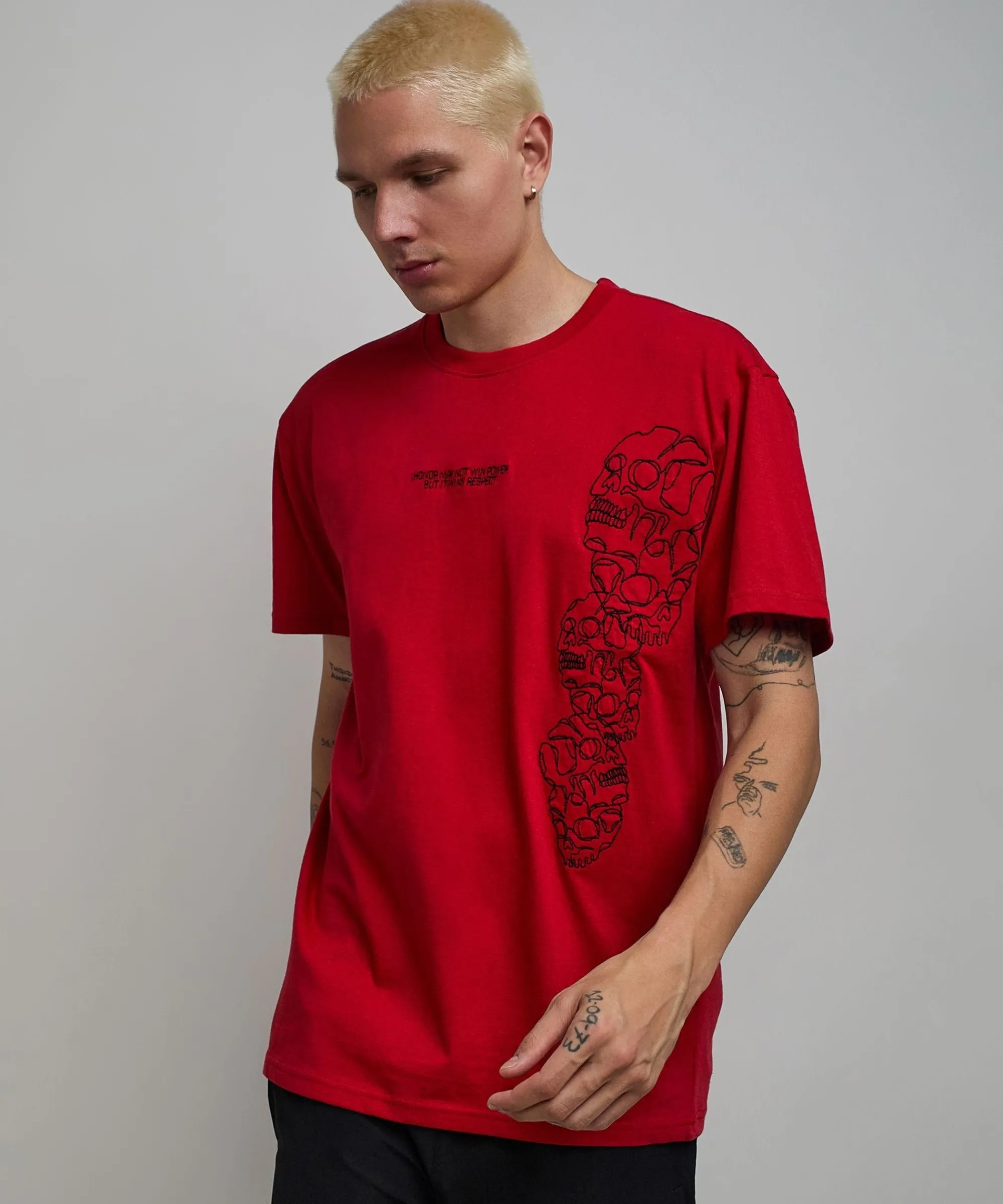 respect_embroidered_short_sleeve_tee__red_5.webp Cheap Respect Embroidered Short Sleeve Tee - Red Graphic Tees