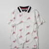 Discount Rose Allover Print Polo - White Polos | Graphic Tees