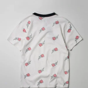 Discount Rose Allover Print Polo - White Polos | Graphic Tees