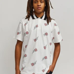 Discount Rose Allover Print Polo - White Polos | Graphic Tees