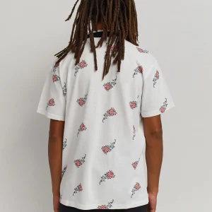 Discount Rose Allover Print Polo - White Polos | Graphic Tees