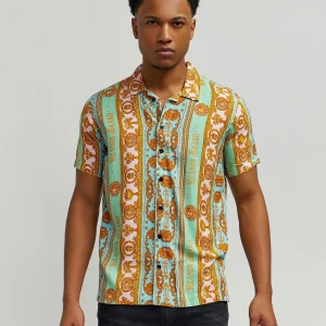 Hot Royal Chain Allover Print Short Sleeve Shirt Button Downs
