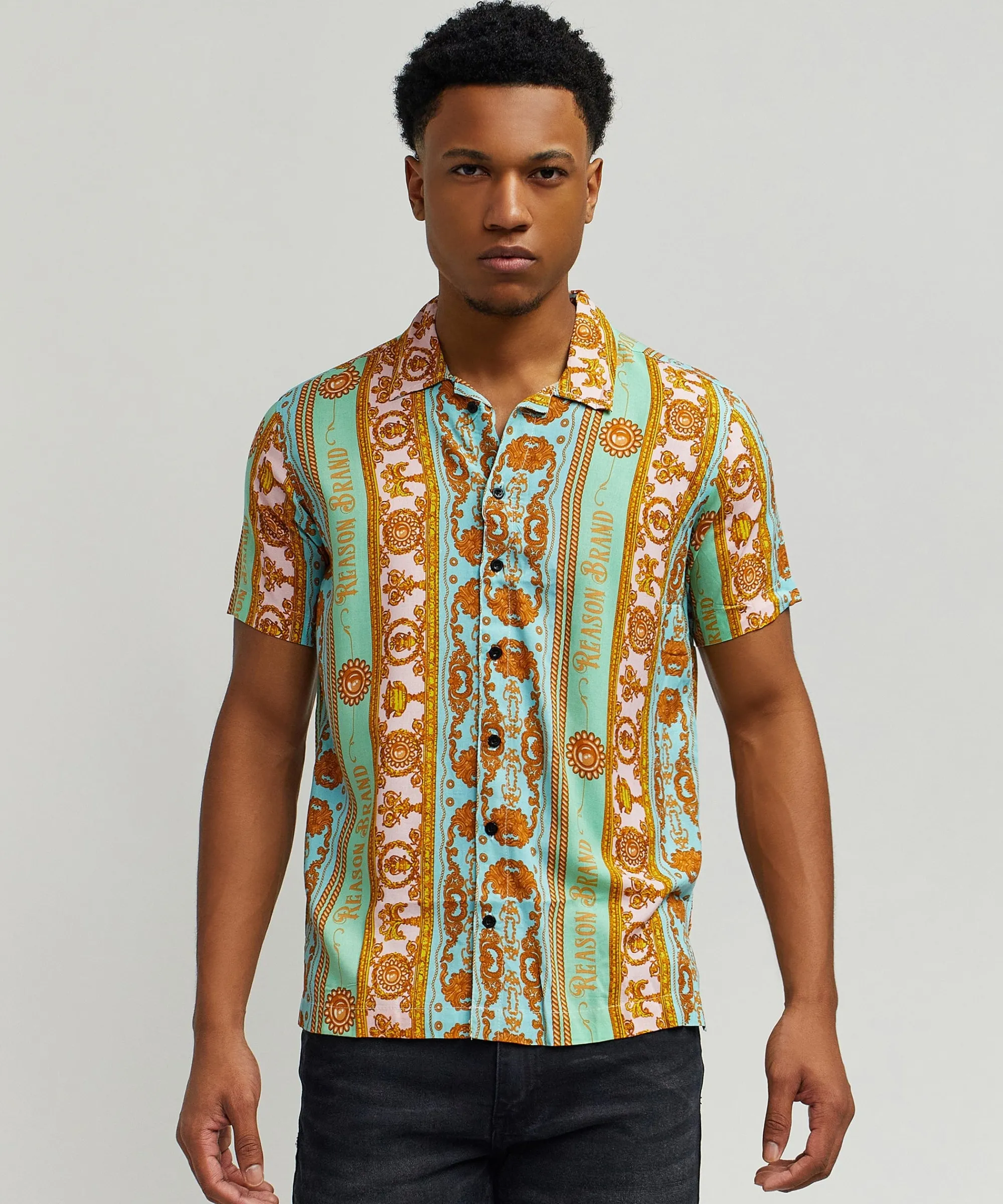 royal_chain_allover_print_short_sleeve_shirt_3.webp Hot Royal Chain Allover Print Short Sleeve Shirt Button Downs