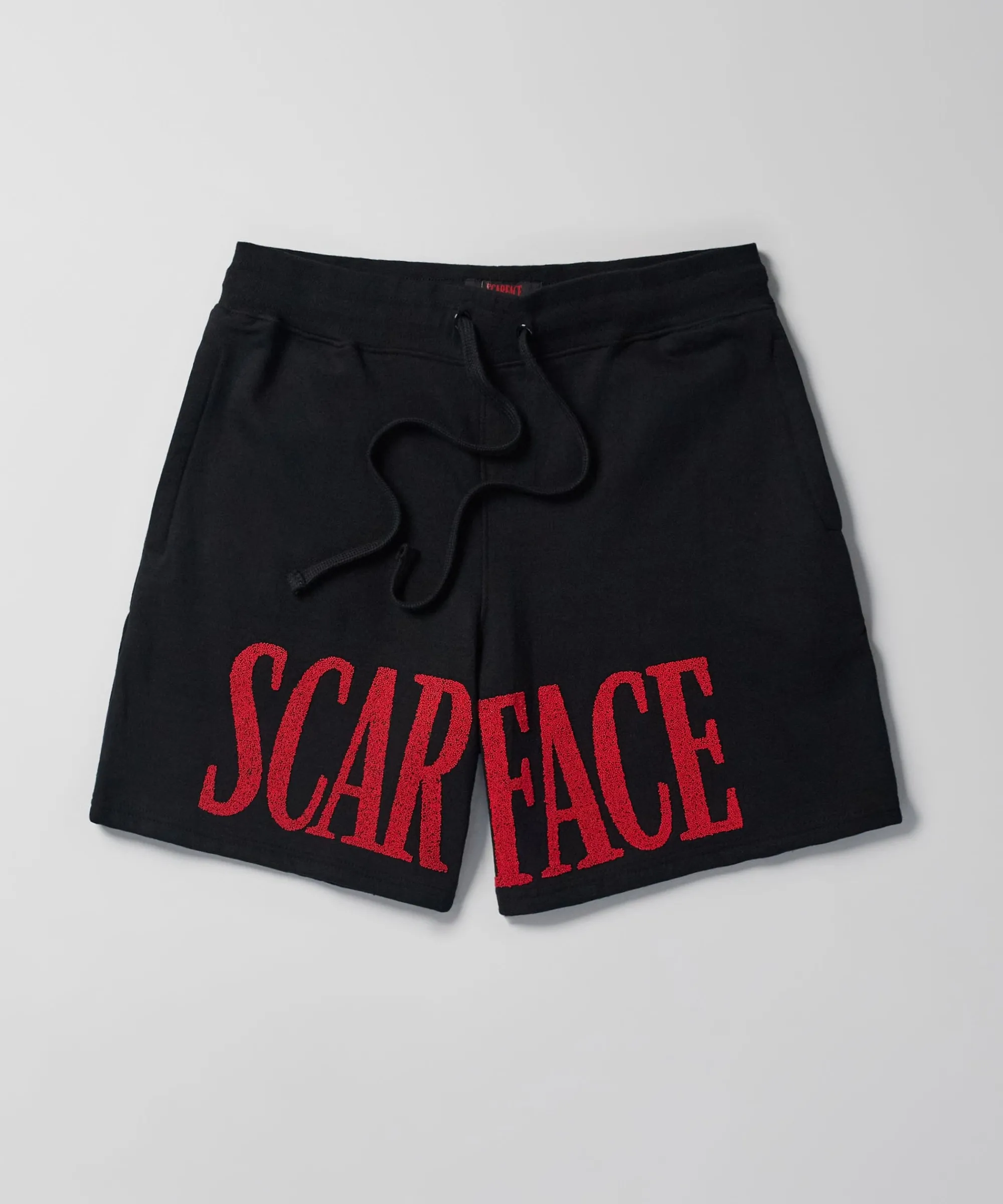 scarface_fleece_glitter_sugar_print_shorts__black_0.webp Best Sale Scarface Fleece Glitter Sugar Print Shorts - Black Shorts