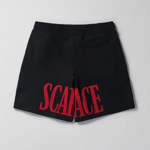 Best Sale Scarface Fleece Glitter Sugar Print Shorts - Black Shorts