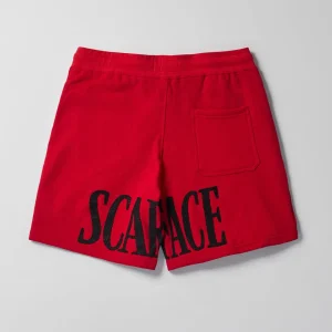 Fashion Scarface Fleece Glitter Sugar Print Shorts - Red Shorts
