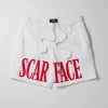 Best Sale Scarface Fleece Glitter Sugar Print Shorts - White Shorts
