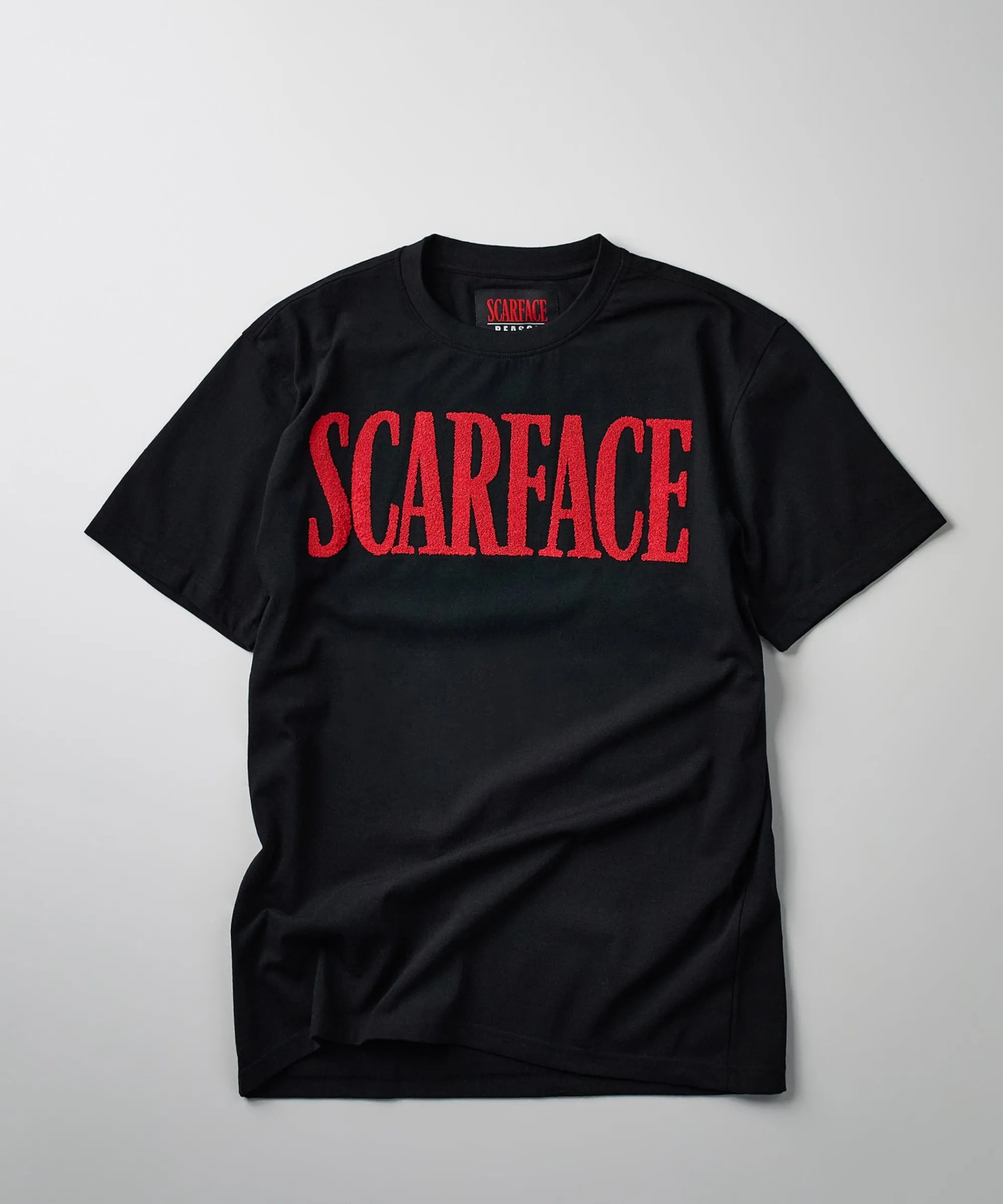scarface_logo_caviar_print_short_sleeve_tee__black_0.webp Online Scarface Logo Caviar Print Short Sleeve Tee - Black Graphic Tees