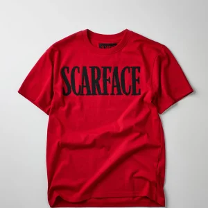 Store Scarface Logo Caviar Print Short Sleeve Tee - Red Graphic Tees