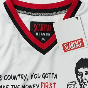 Shop Scarface™ Pinstripe Baseball Jersey - White Jerseys