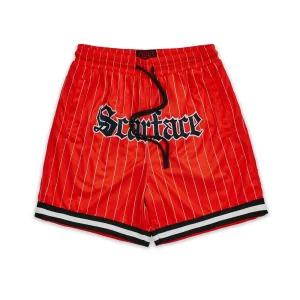 Outlet Scarface™ Pinstripe Mesh Shorts - Red Shop All Bottoms | Shorts