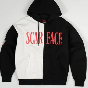 Flash Sale Scarface Split Full Zip Oversized Hoodie - Black&White Hoodies | Hoodies