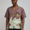 New Scarface Tony Montana Short Sleeve Shirt Box Fit - Brown Button Downs | Oversized Tees