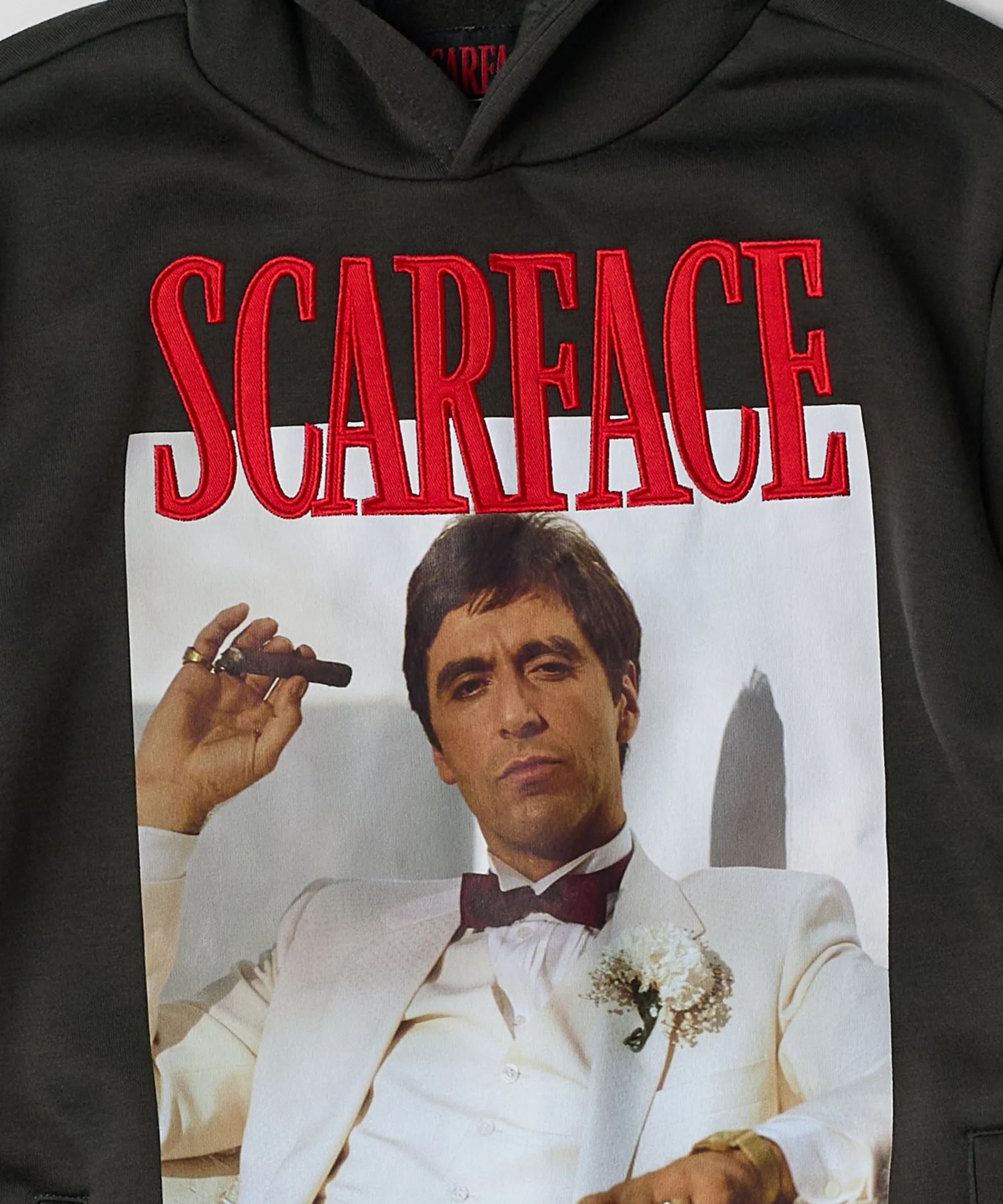 scarface_white_suit_hoodie__charcoal_1.webp Sale Scarface White Suit Hoodie - Charcoal Hoodies | Hoodies