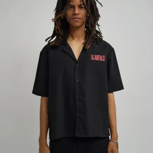 Best Scarface Woven Shirt - Black Button Downs | Oversized Tees