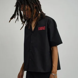 Best Scarface Woven Shirt - Black Button Downs | Oversized Tees