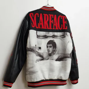 Fashion Scarface™ X Reason Collab Patched Wool Varsity Jacket - Black Varsity Jackets