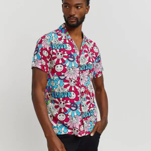 Online Sunflower Allover Print Short Sleeve Shirt Button Downs