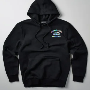 Flash Sale Support Local Iridescent Foil Print Hoodie - Black Hoodies | Hoodies