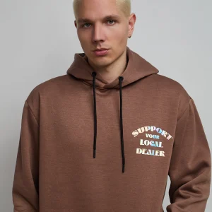 Discount Support Local Iridescent Foil Print Hoodie - Brown Hoodies | Hoodies
