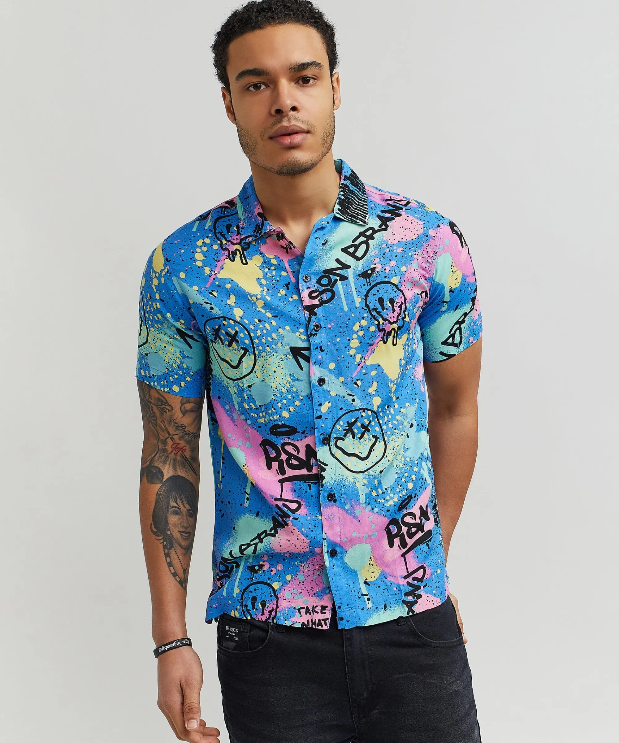 technicolor_allover_print_short_sleeve_shirt_1.webp Hot Technicolor Allover Print Short Sleeve Shirt Button Downs