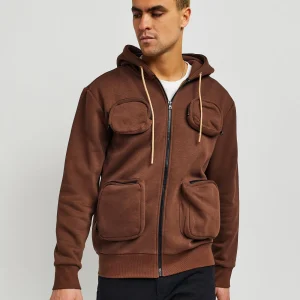 Online Trenches Fleece Utility Hoodie - Brown Hoodies | Hoodies