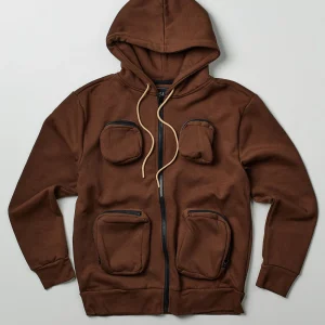 Online Trenches Fleece Utility Hoodie - Brown Hoodies | Hoodies