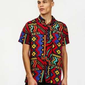 New Unity Allover Print Short Sleeve Shirt Button Downs