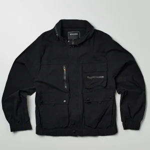 Store Utility Stretch Nylon Zip Up Jacket - Black Lightweight Jackets