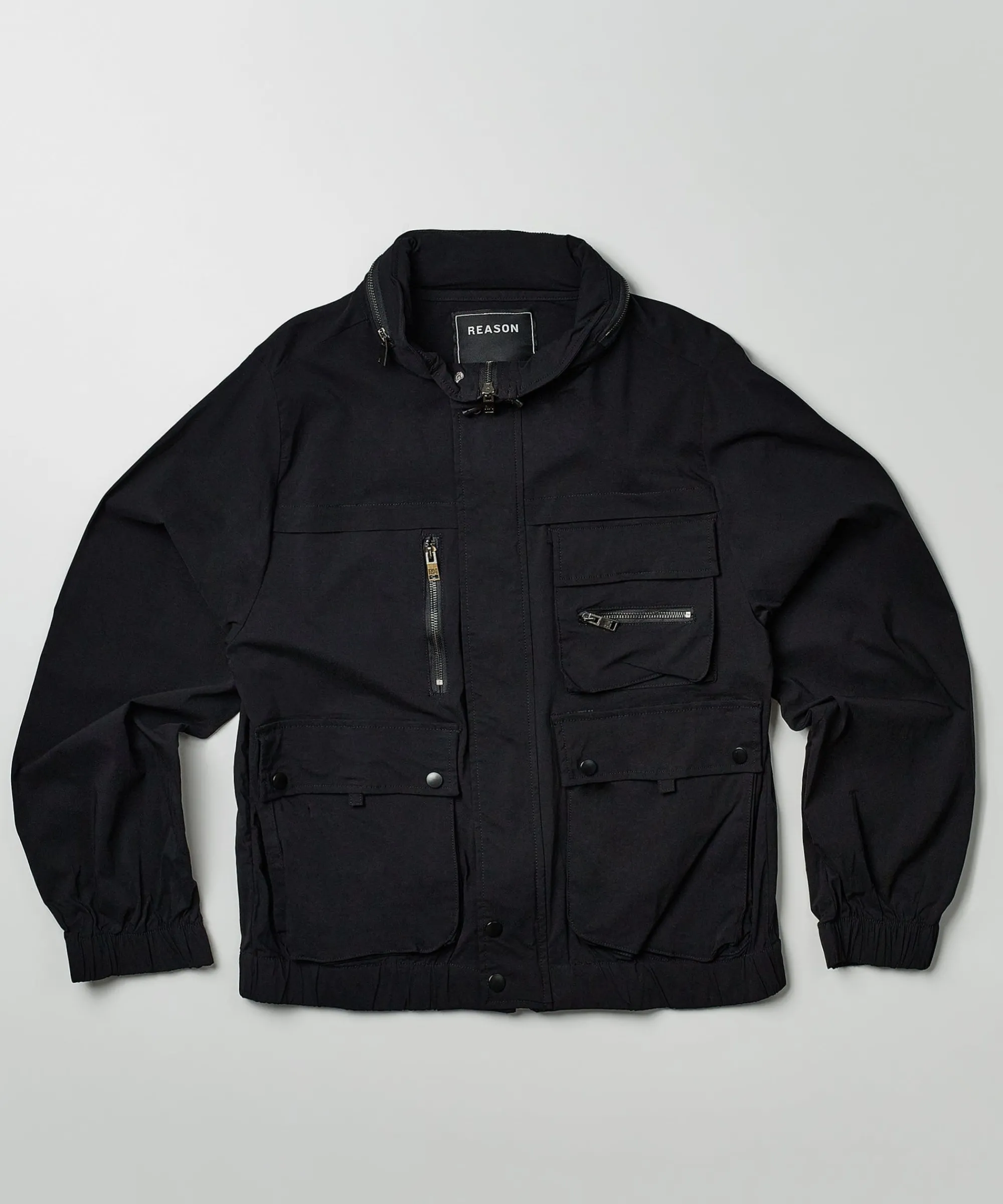utility_stretch_nylon_zip_up_jacket__black_0.webp Store Utility Stretch Nylon Zip Up Jacket - Black Lightweight Jackets