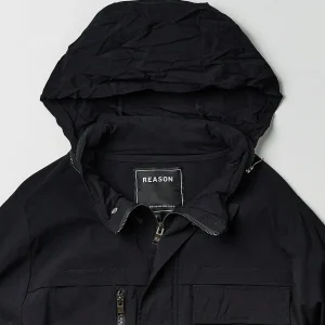 Store Utility Stretch Nylon Zip Up Jacket - Black Lightweight Jackets