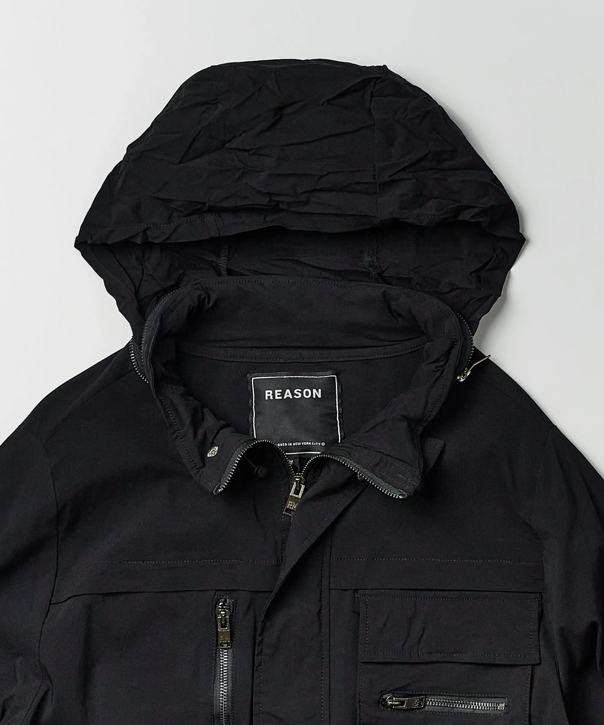 utility_stretch_nylon_zip_up_jacket__black_1.webp Store Utility Stretch Nylon Zip Up Jacket - Black Lightweight Jackets