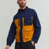 Discount Utility Stretch Nylon Zip Up Jacket - Navy Lightweight Jackets
