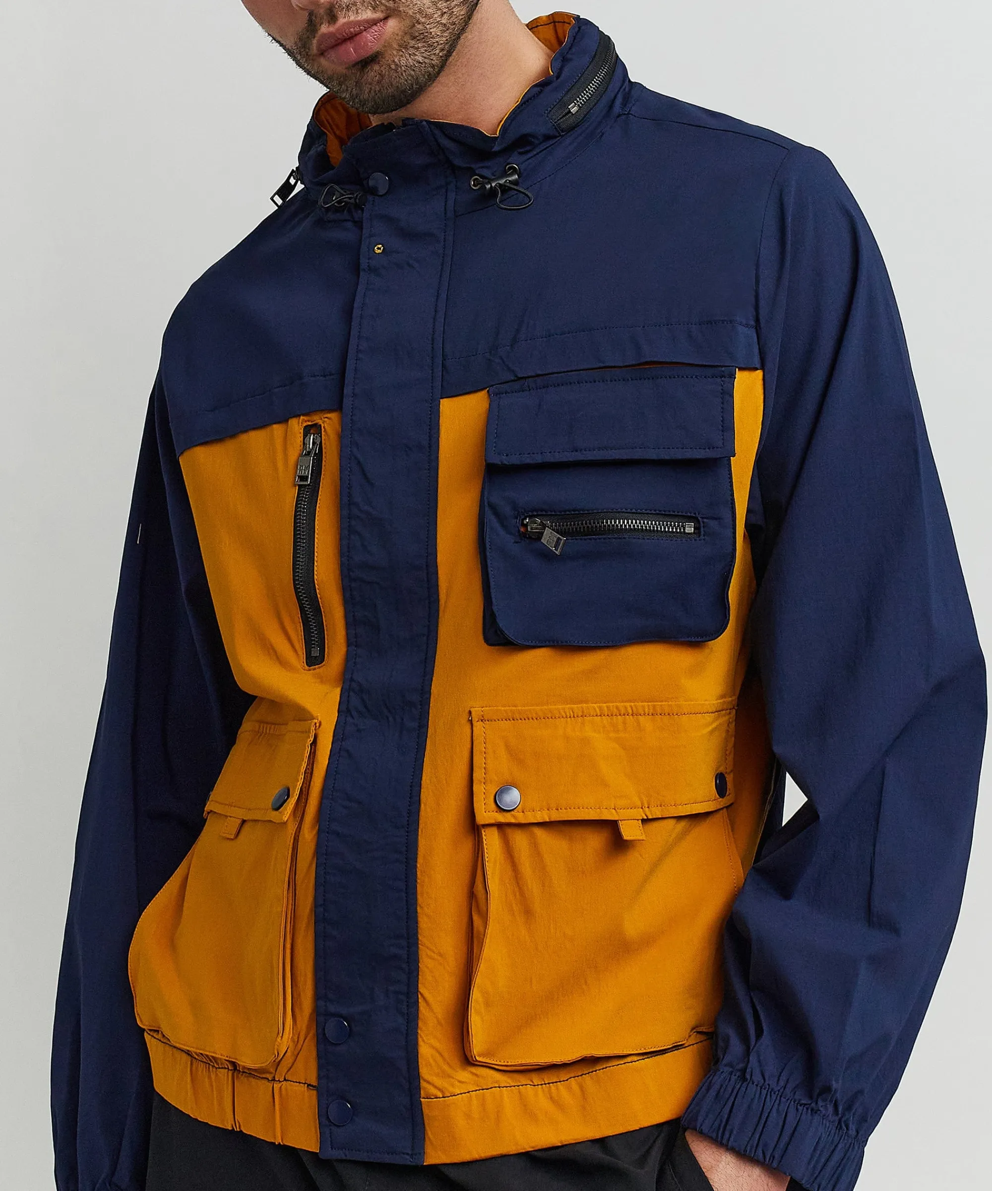utility_stretch_nylon_zip_up_jacket__navy_1.webp Discount Utility Stretch Nylon Zip Up Jacket - Navy Lightweight Jackets