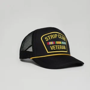 Clearance Veteran Embroidered Patch Trucker Hat - Black Cad Hats
