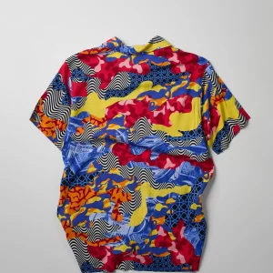 Shop Wavy Allover Print Short Sleeve Shirt Button Downs