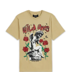 Cheap Wild Ones Short Sleeve Graphic Print Tee - Khaki Graphic Tees