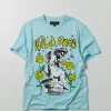 Fashion Wild Ones Short Sleeve Graphic Print Tee - Light Blue Graphic Tees