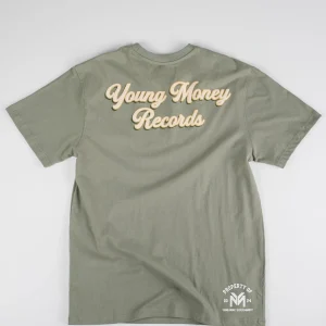 Store Young Money Records Short Sleeve Tee - Olive Green Graphic Tees