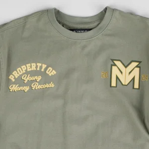 Store Young Money Records Short Sleeve Tee - Olive Green Graphic Tees