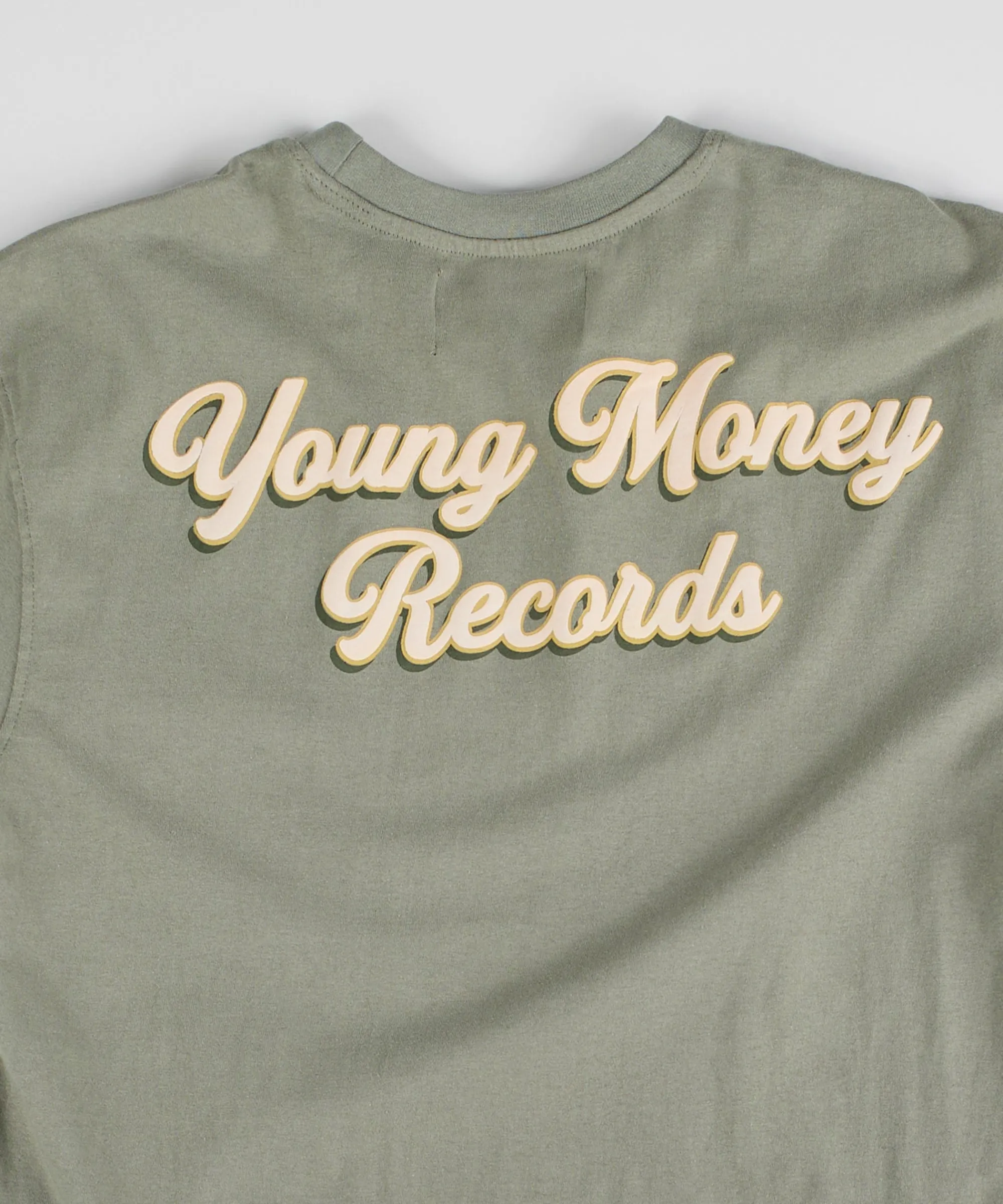 young_money_records_short_sleeve_tee__olive_green_3.webp Store Young Money Records Short Sleeve Tee - Olive Green Graphic Tees