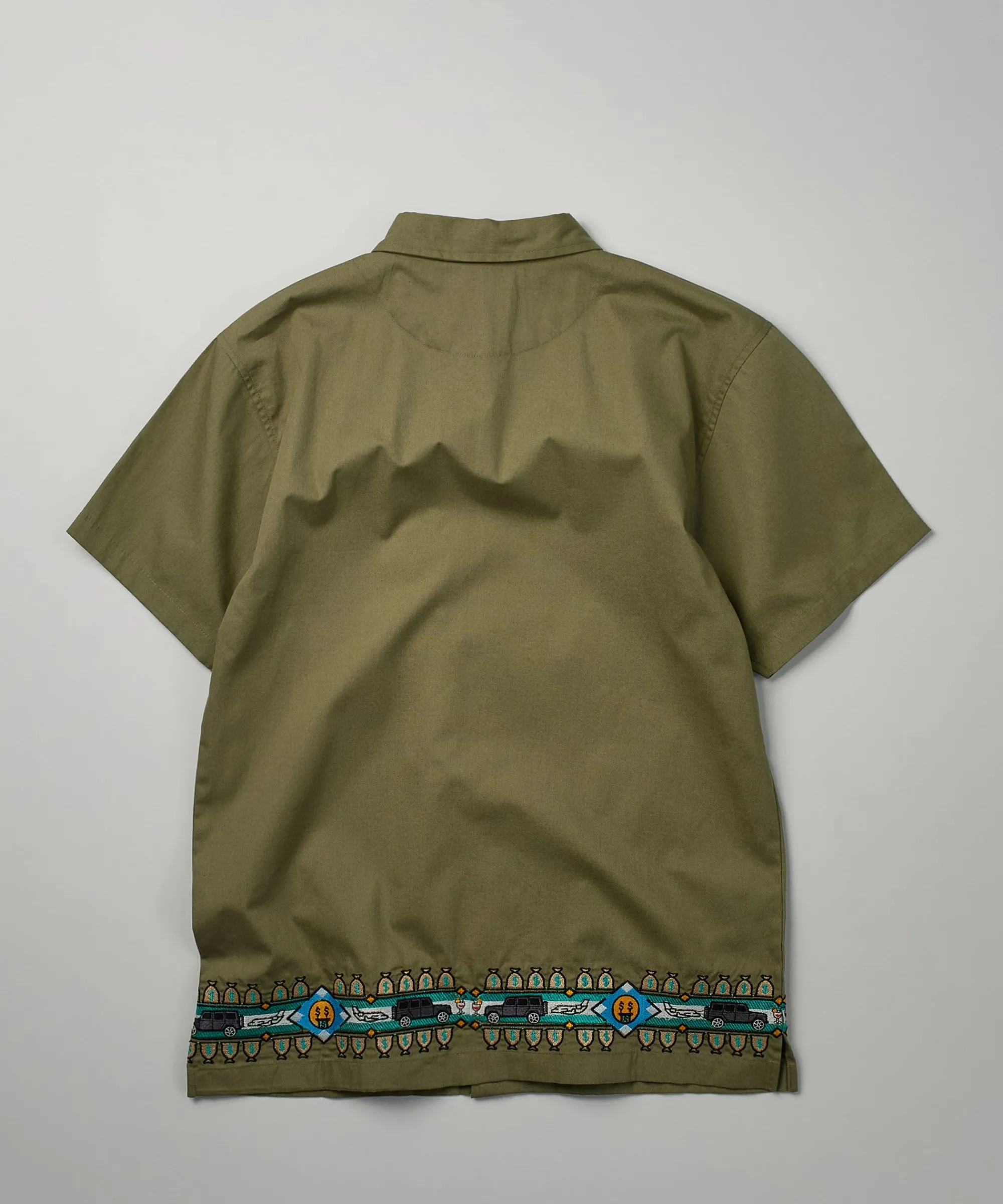 zona_embroidery_cuban_short_sleeve_shirt__olive_green_6.webp Best Sale Zona Embroidery Cuban Short Sleeve Shirt - Olive Green Button Downs